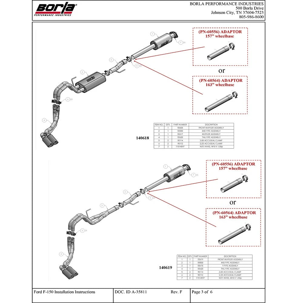 Borla Cat-Back Exhaust System - Touring | Multiple Fitments (140617)