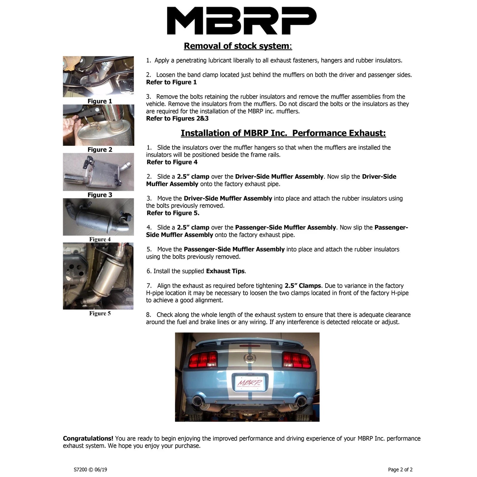 MBRP 2.5in Dual Mufflers Axle-Back | Ford Mustang GT 05-10 (S7200AL)