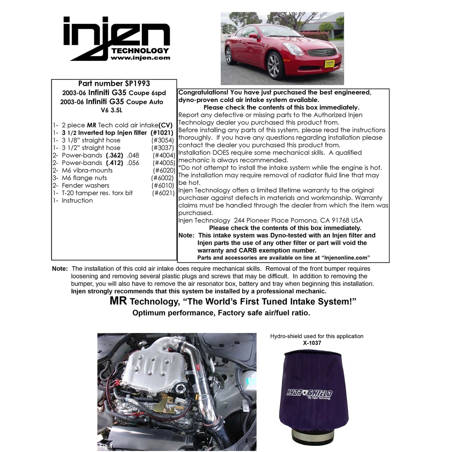 Injen Polished Cold Air Intake | 2003-2006 Infiniti G35 (SP1993P)