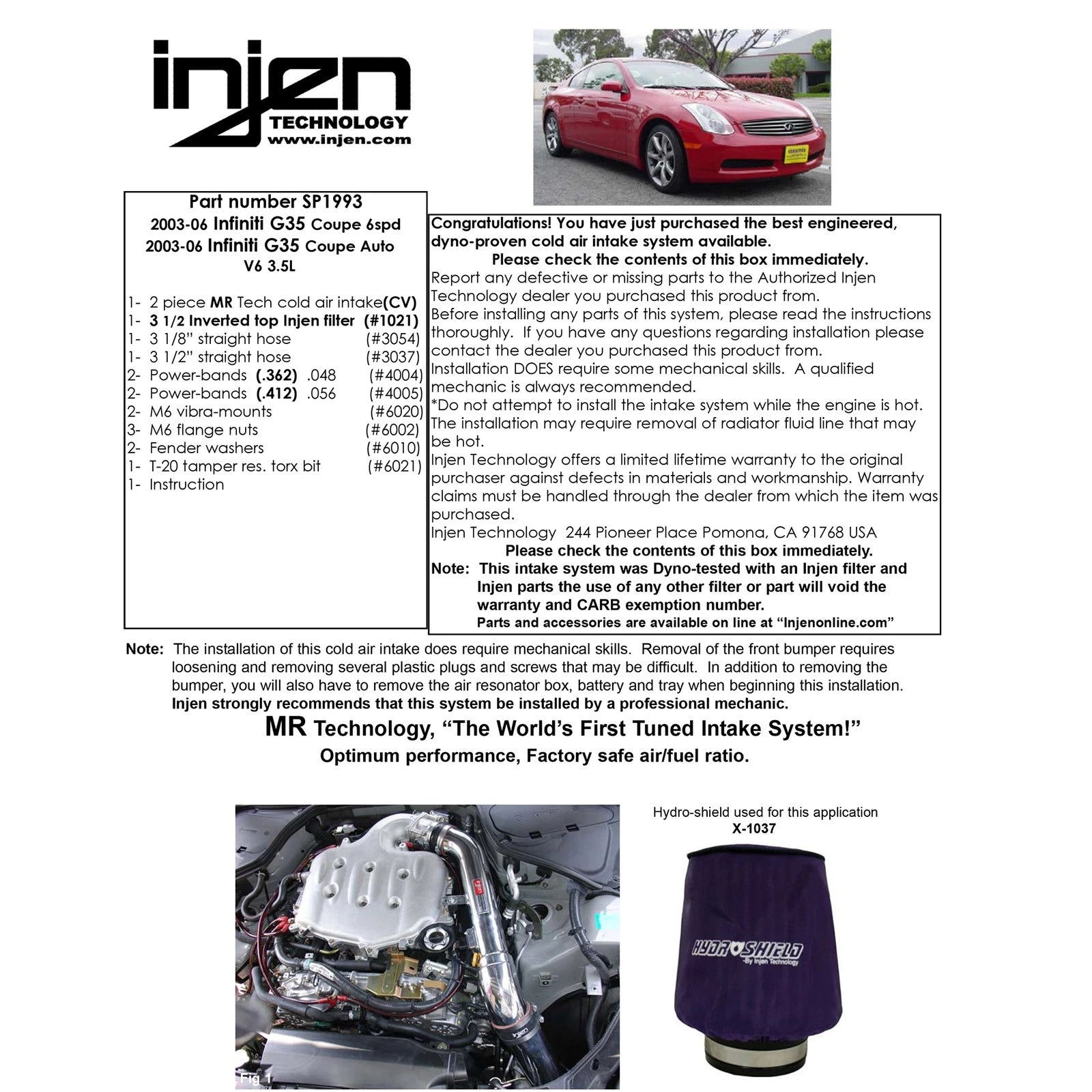 Injen Polished Cold Air Intake | 2003-2006 Infiniti G35 (SP1993P)