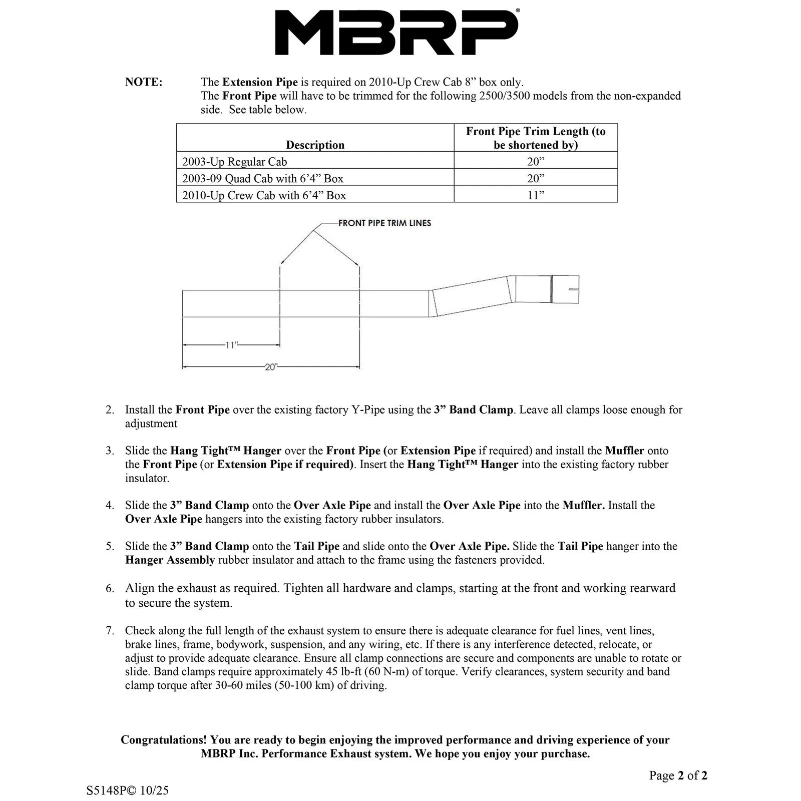 MBRP 3in Cat-Back Single Side Exit Exhaust | Ram 2500/3500 Hemi 5.7L (03-13) (S5148P)