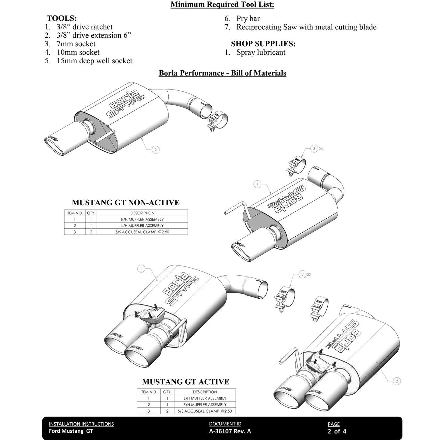 Borla ATAK Axle-Back Exhaust | Ford Mustang GT 5.0L (20-26) (11984)