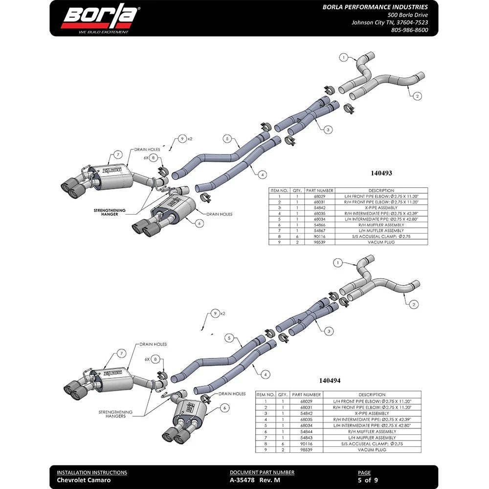 Borla Cat-Back Exhaust System - S-Type | 2010-2013 Chevrolet Camaro 6.2L (140280)