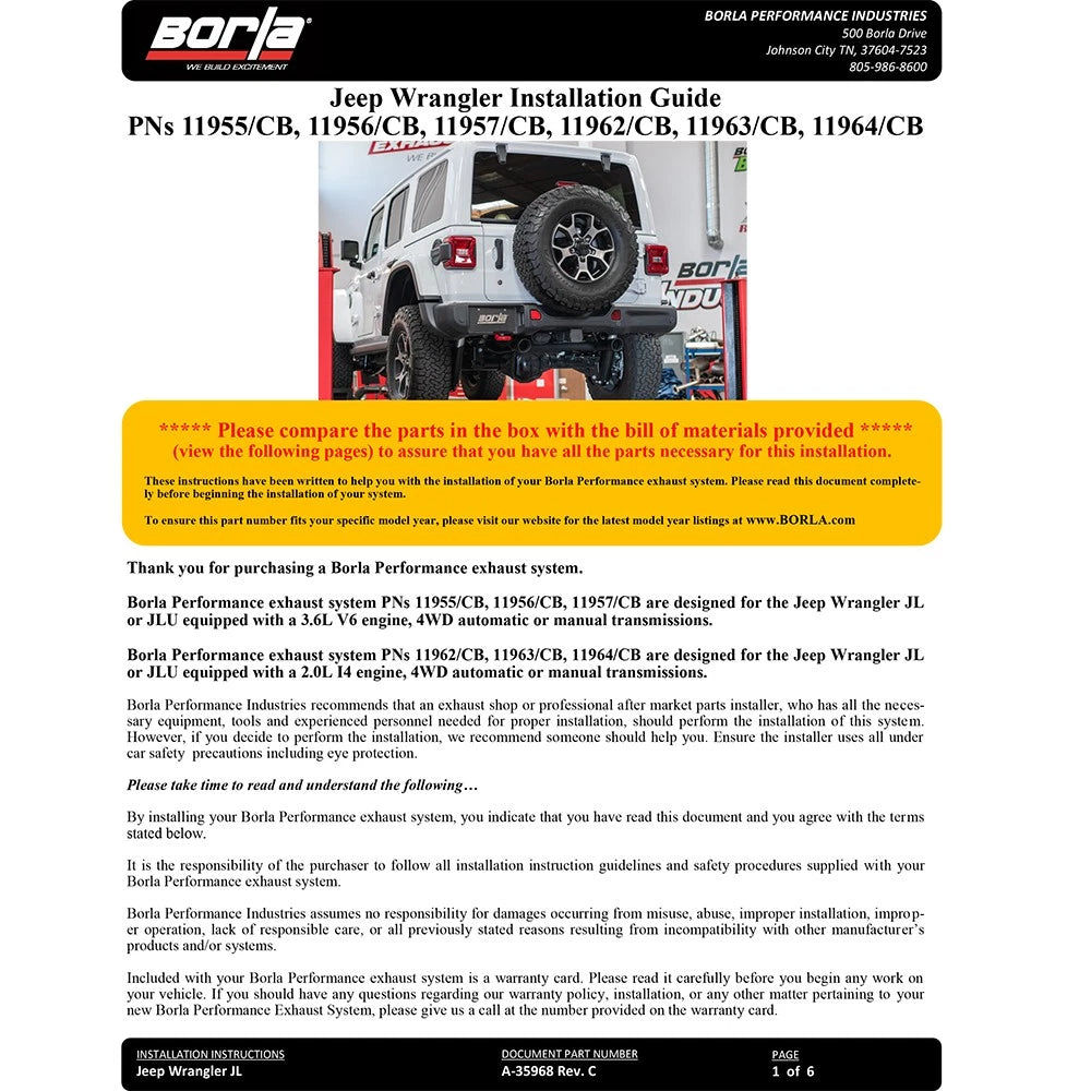 Borla Axle-Back Exhaust System - ATAK | 2018-2021 Jeep Wrangler 3.6L (11957)