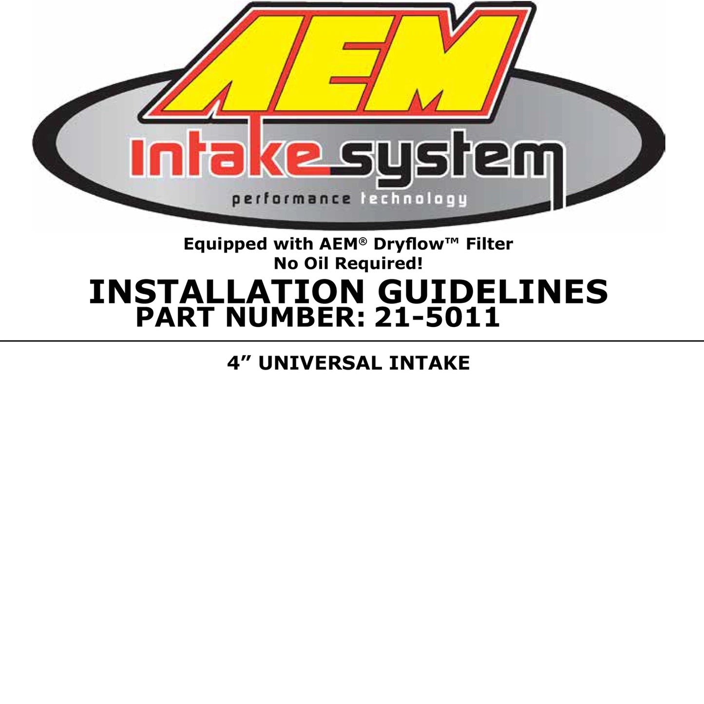 AEM 4in Universal Cold Air Intake System