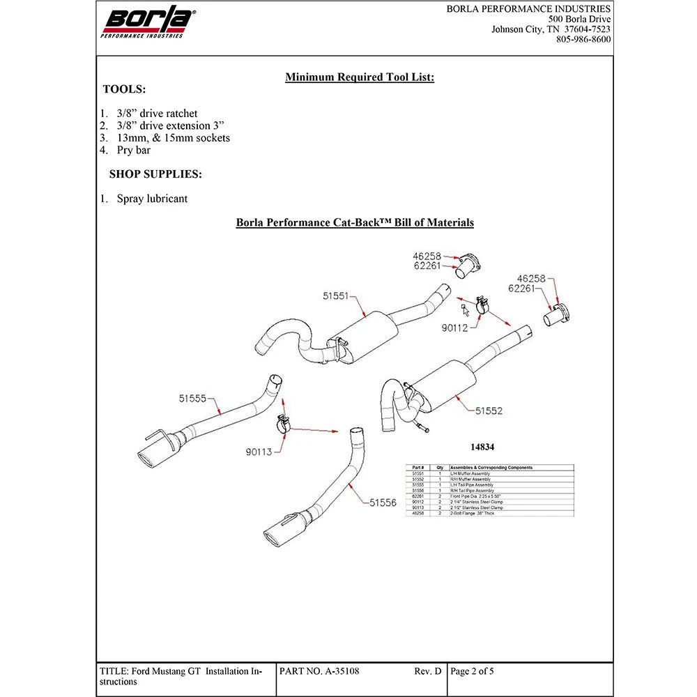 Borla Cat-Back Exhaust System - ATAK | 1999-2004 Ford Mustang 4.6L (140458)