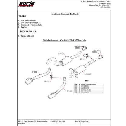 Borla Cat-Back Exhaust System - ATAK | 1999-2004 Ford Mustang 4.6L (140458)