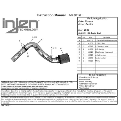 Injen Polished Cold Air Intake | Nissan Sentra (12-26) (SP1971P)