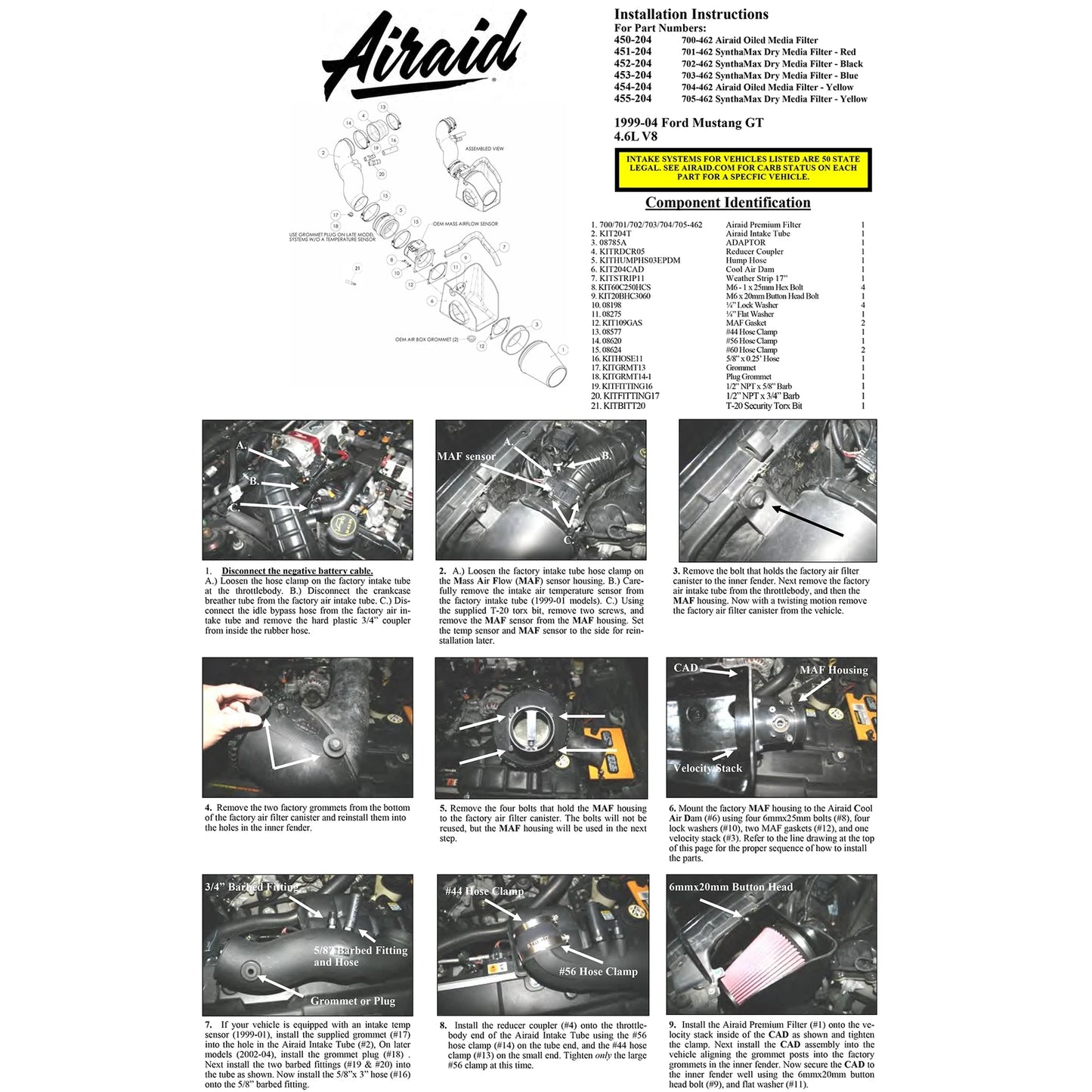 Airaid MXP Intake System w/ Tube | Mustang GT (99-04) (453-204)