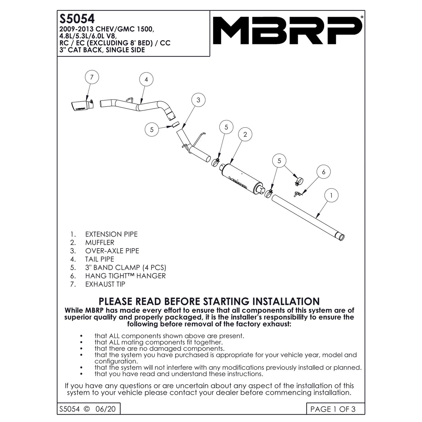 MBRP 3in Aluminum Cat-Back Single Side Exit Exhaust | Chevy Silverado 1500 09 (S5054AL)