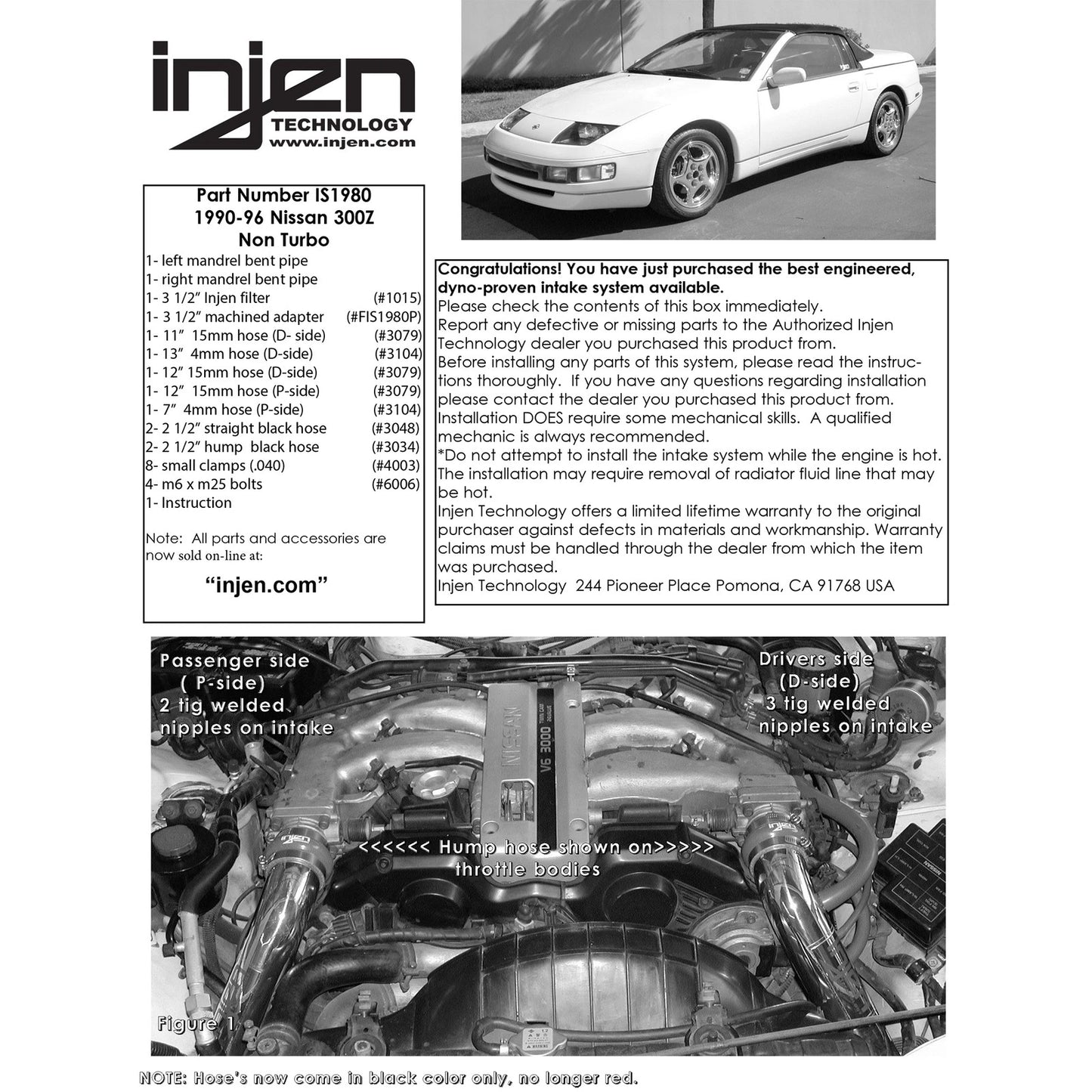 Injen Short Ram Cold Air Intake System | 1990 - 1996 Nissan 300ZX (IS1980)