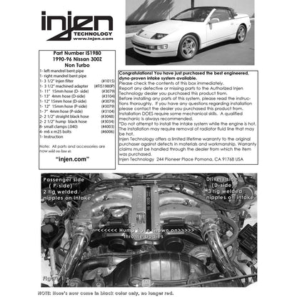 Injen Short Ram Cold Air Intake System | 1990 - 1996 Nissan 300ZX (IS1980)