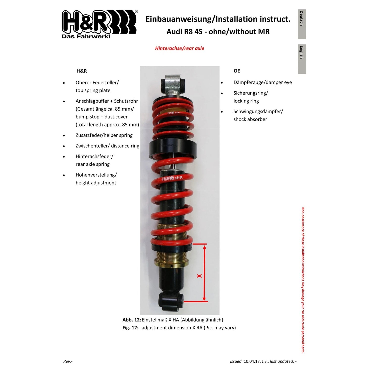 H&R VTF Adjustable Lowering Springs | Audi R8 Coupe V10 (17+) (23004-1)
