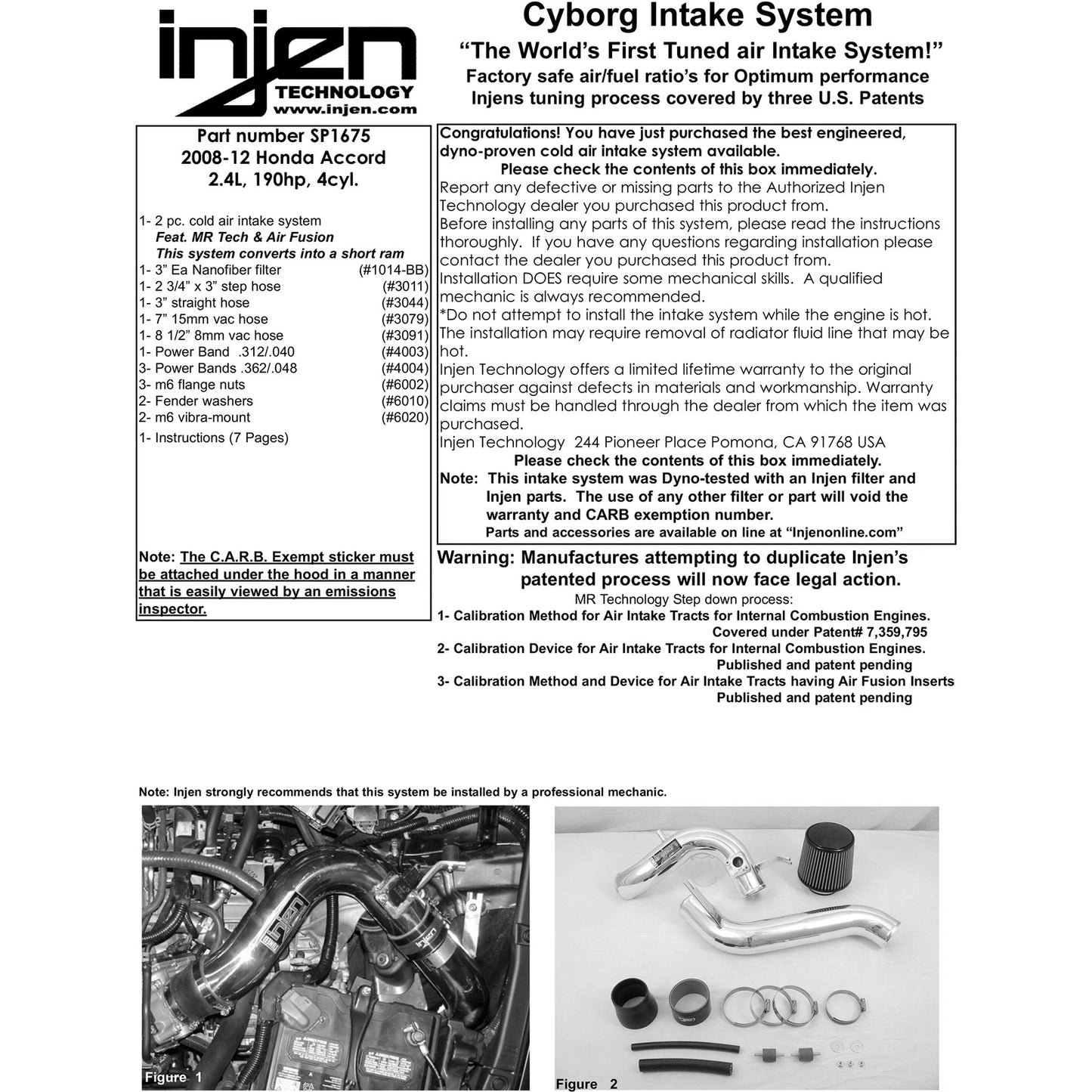 Injen Polished Cold Air Intake System | Honda Accord Coupe (08-09) 2.4L 190hp 4cyl (SP1675P)