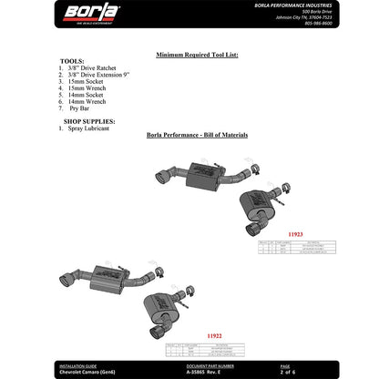 Borla S-Type Axle-Back Exhaust | 2016-2021 Chevrolet Camaro 2.0T (11933)