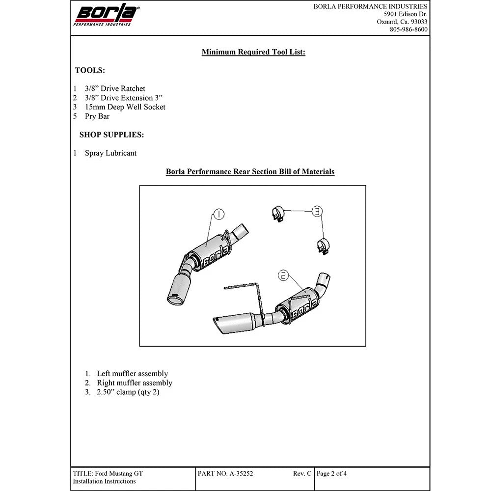 Borla Axle-Back Exhaust System - ATAK | 2005-2009 Ford Mustang GT 4.6L (11806)