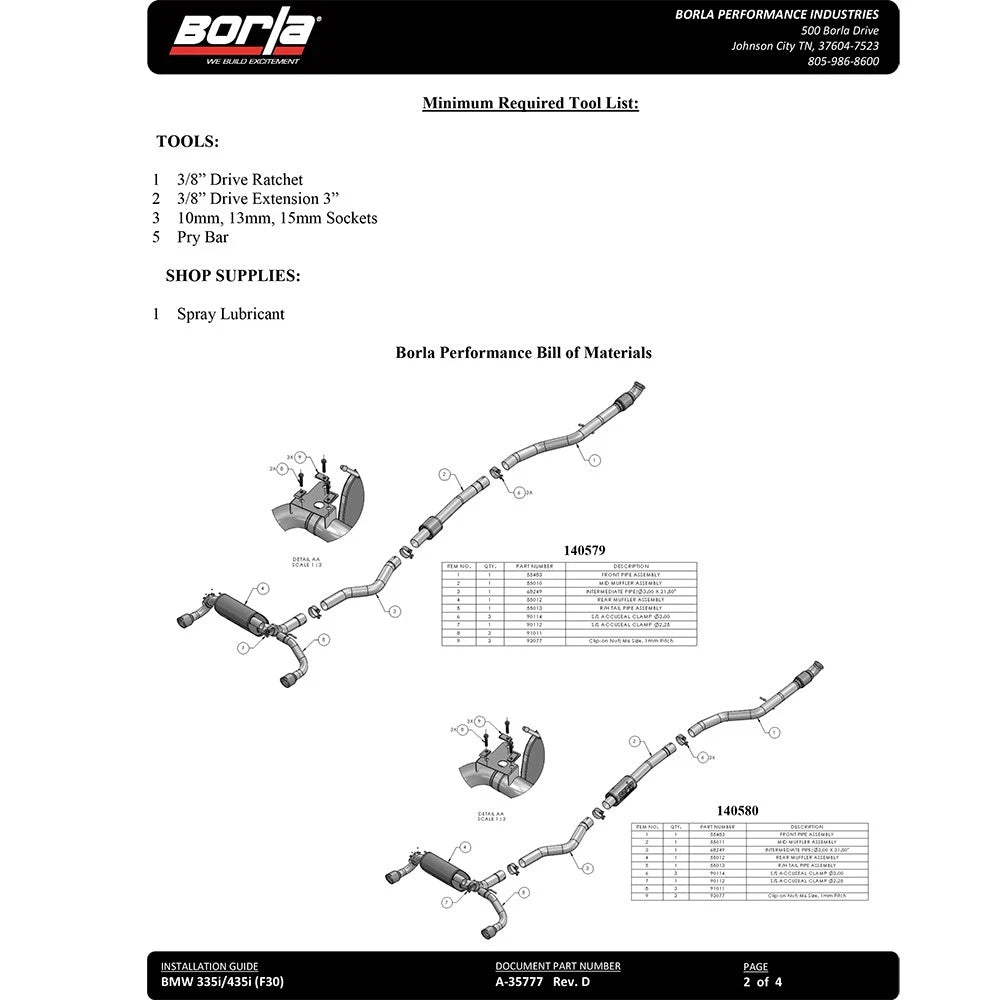 Borla Atak 3.0in SS Cat Back Exhaust | BMW 335i / 435i (13-16) (140580)