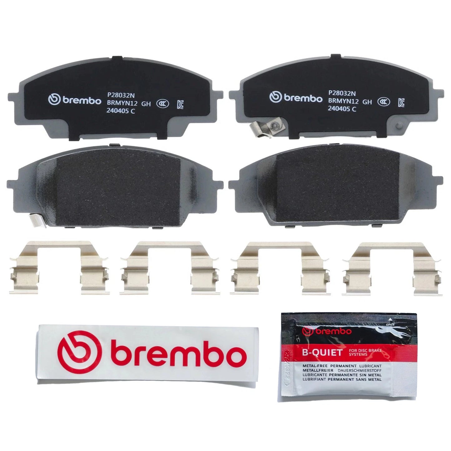 Brembo OE Front Premium NAO Ceramic Brake Pads | Acura RSX (02-06) / Honda Civic (06-11) / S2000 (00-09) (P28032N)