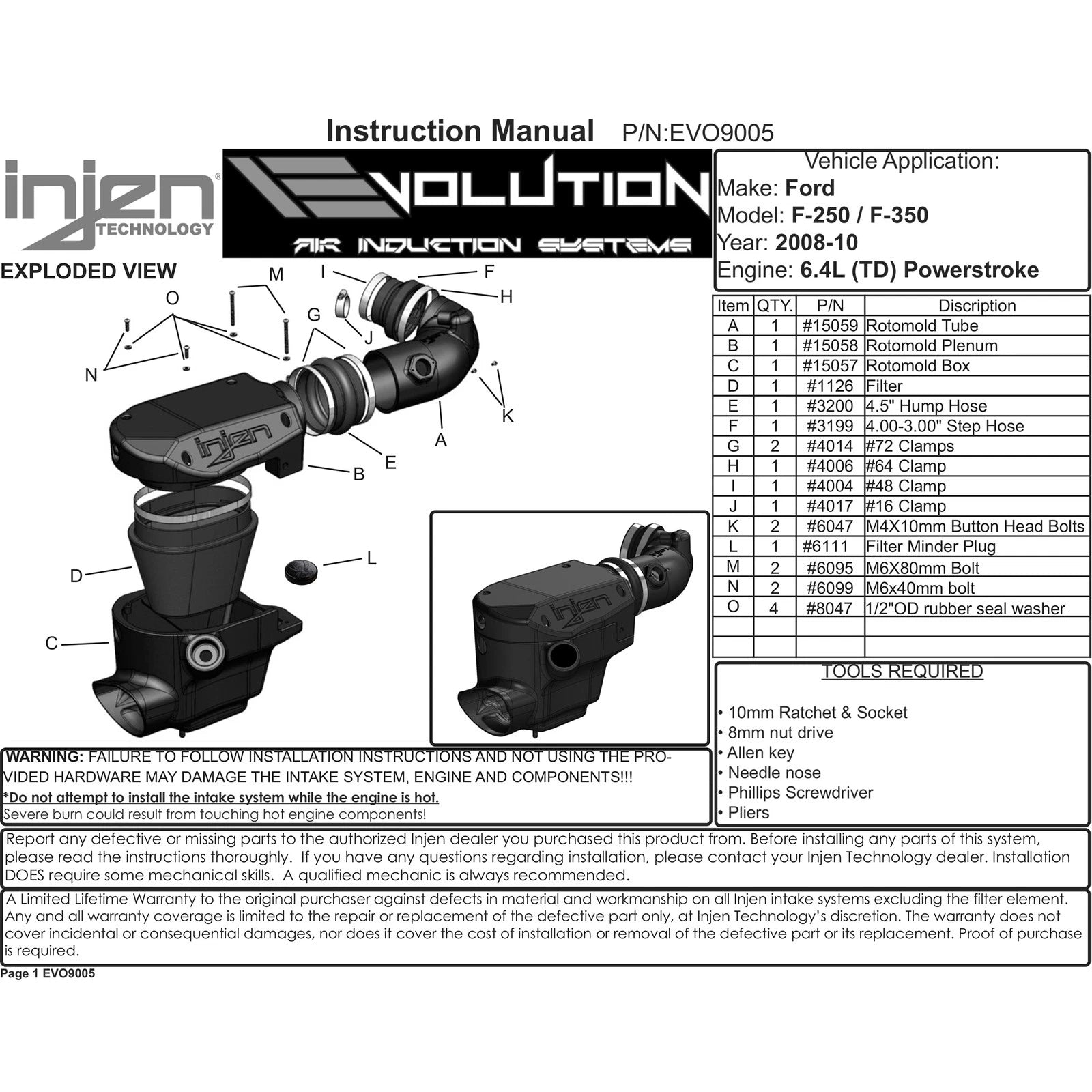 Injen Powerstroke 6.4L Evolution Intake | Ford F-250/F-350 Super Duty (99-16) (EVO9005)
