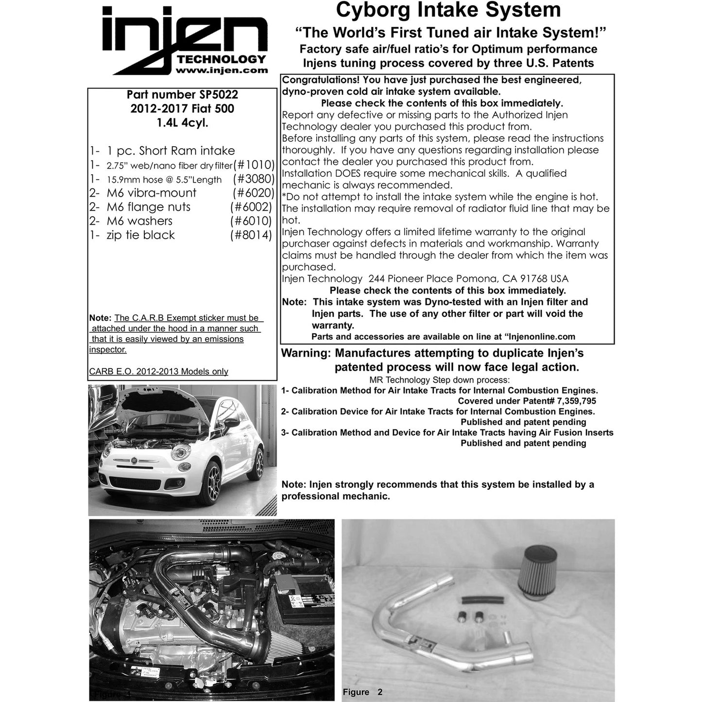 Injen SP Short Ram Cold Air Intake System | 2012 - 2017 Fiat 500 (SP5022P)