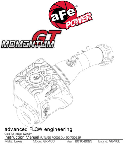 aFe Momentum GT Pro 5R Cold Air Intake 5" Flange | Lexus GX 460 V8-4.6L (50-70022R)