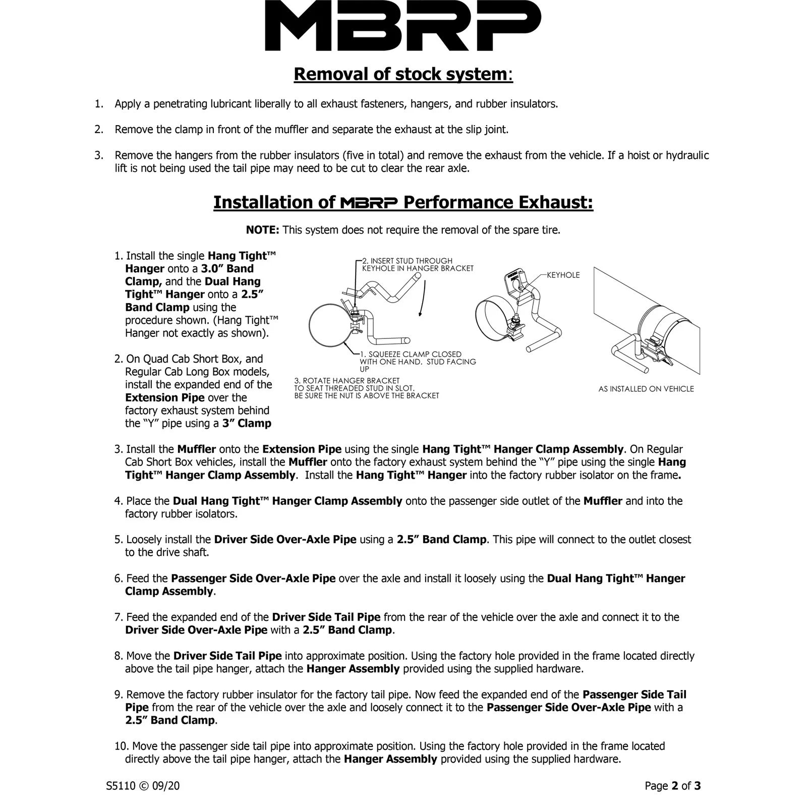 MBRP 3in Cat-Back D&S Exhaust w/ 2.5in Dual Side Exit | Dodge Ram 1500 Hemi 5.7L (03) (S5110AL)