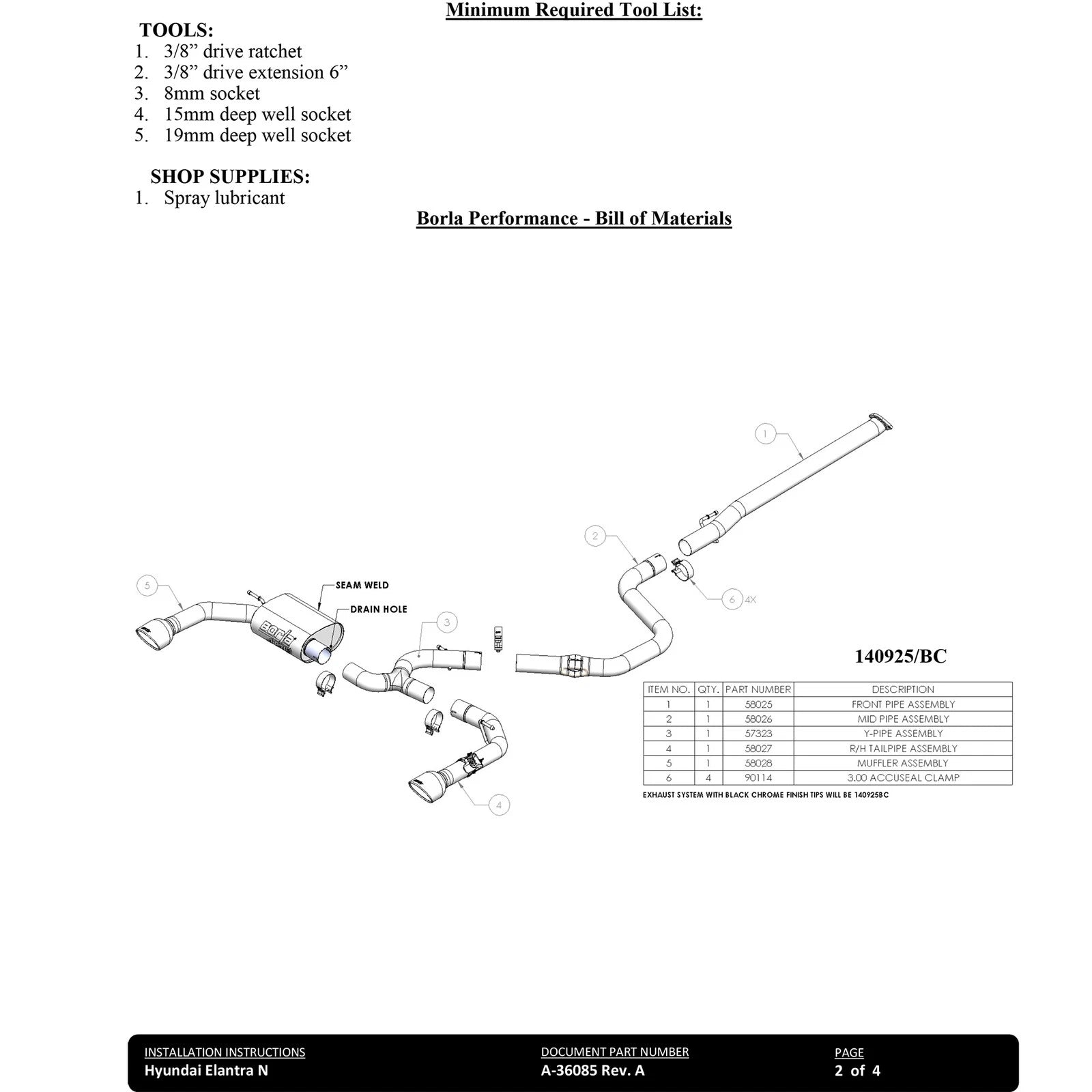 Borla ATAK Cat-Back Exhaust | Hyundai Elantra N (22-23) 2.0L Turbo (140925)