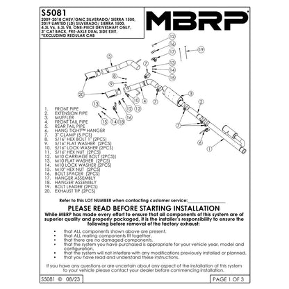 MBRP 3in Cat-Back Pre-Axle Dual Outlet Exhaust w/ 4in Tip | Chevrolet Silverado 1500 (09+) (S5081AL)