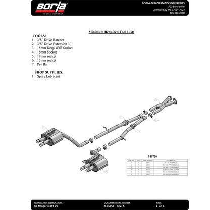 Borla Cat-Back Exhaust System - S-Type | 2018-2020 Kia Stinger 3.3L Turbocharged (140736)