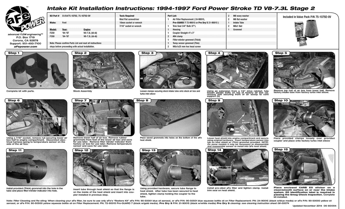 aFe Magnum FORCE Stage-2 Cold Air Intake V8 7.3L | Ford Diesel Trucks (54-10792) (SPF5410792)