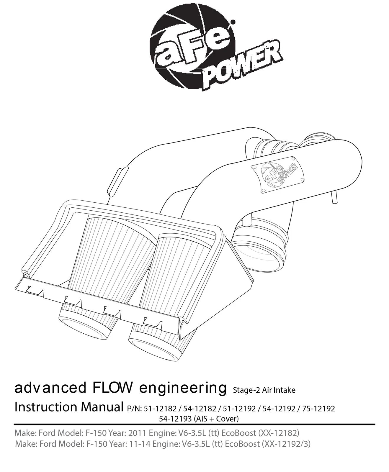 aFe Magnum FORCE Stage-2 Cold Air Intake F&R | Ford F-150 V6 3.5L EcoBoost (12-14) (54-12192)