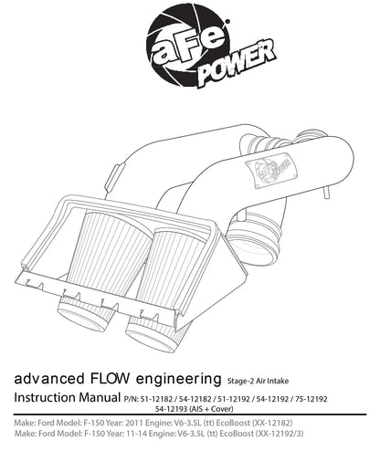 aFe Magnum FORCE Stage-2 Cold Air Intake F&R | Ford F-150 V6 3.5L EcoBoost (12-14) (54-12192)