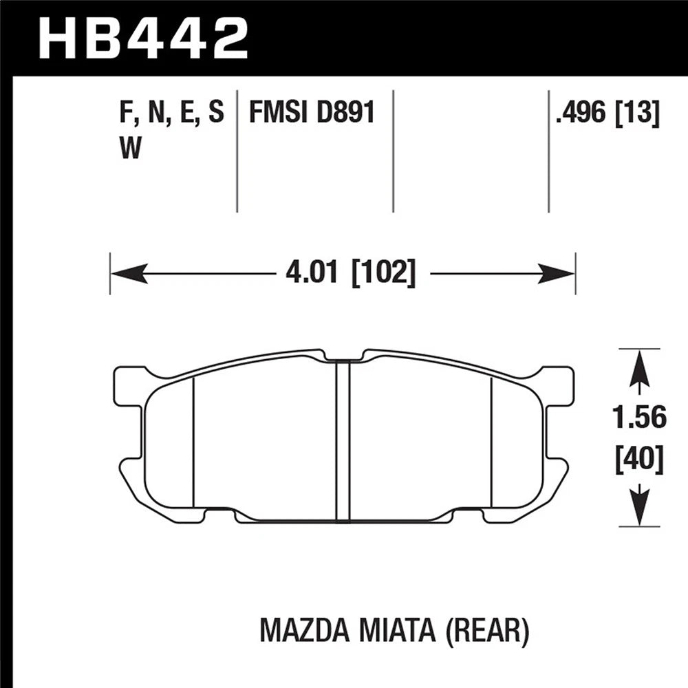 Hawk Performance Street Rear Brake Pads | Mazda Miata (2001–2002) (HB442F.496)