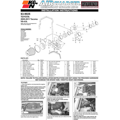 K&N AirCharger Performance Intake | Toyota Tacoma (05-10) (63-9025)