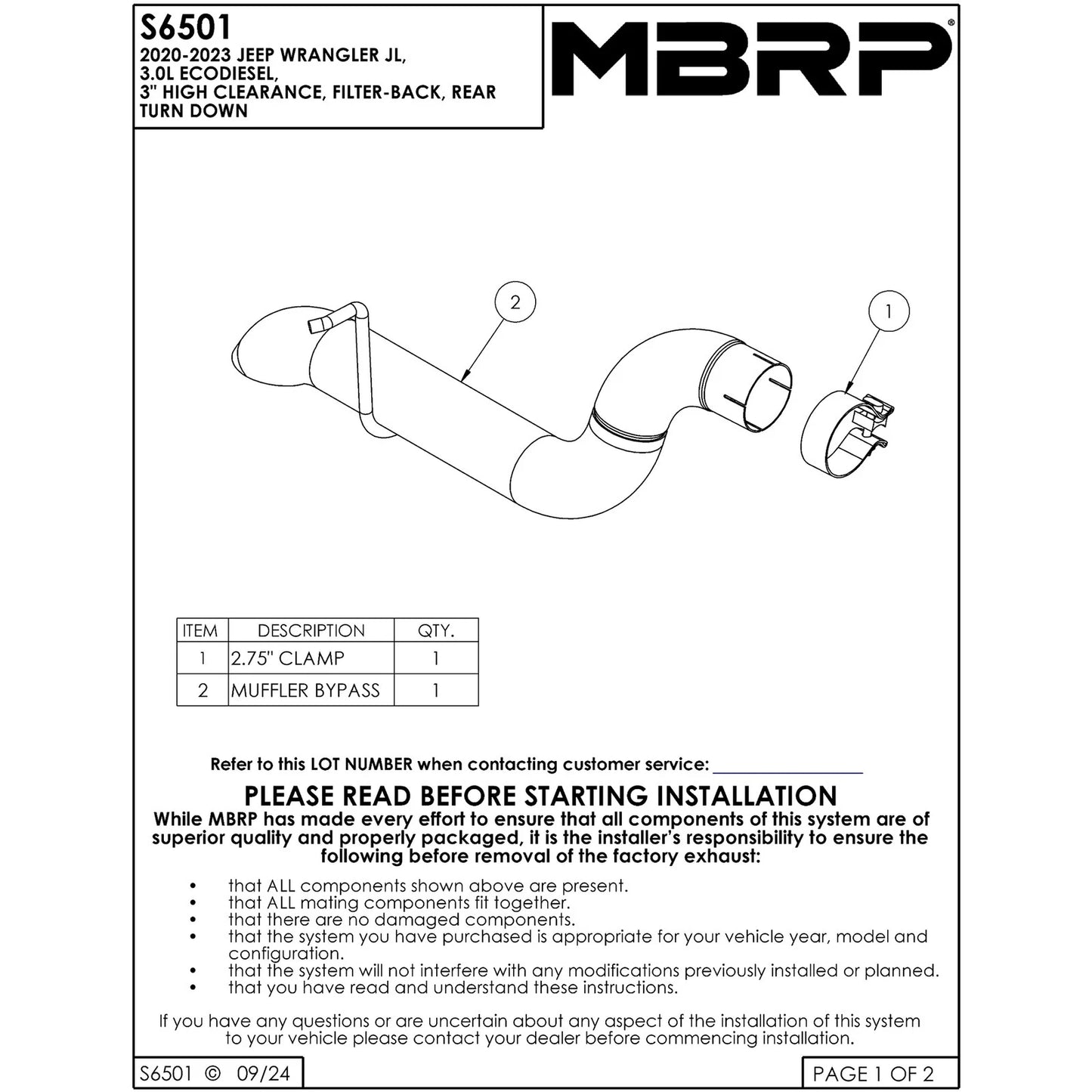 MBRP Armor Plus 3in Filter Back Exhaust | Jeep Wrangler JL (18-26) (S6501409)