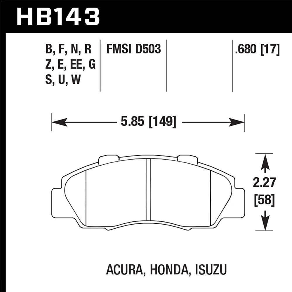 Hawk HPS Front Brake Pads | 1997-2001 Acura Integra Type-R (HB143F.680)