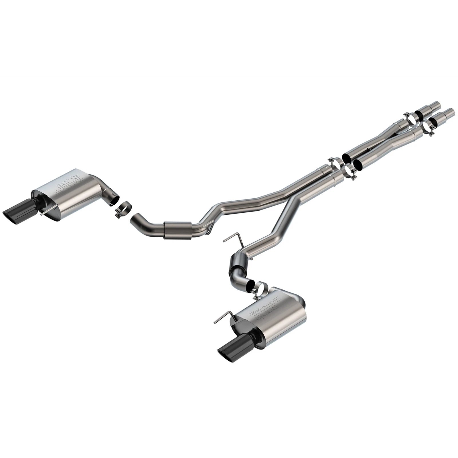 Borla S-Type Cat-Back Exhaust | Ford Mustang GT (24) | W/o Active Exhaust Black Chrome (140960BC)