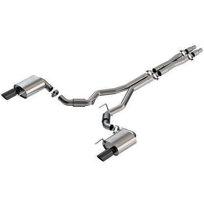 Borla S-Type Cat-Back Exhaust | Ford Mustang GT (24) | W/o Active Exhaust Black Chrome (140960BC)