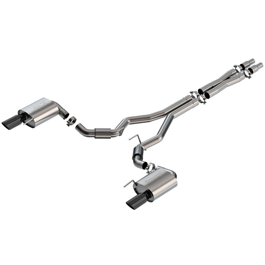 Borla S-Type Cat-Back Exhaust | Ford Mustang GT (24) | W/o Active Exhaust Black Chrome (140960BC)