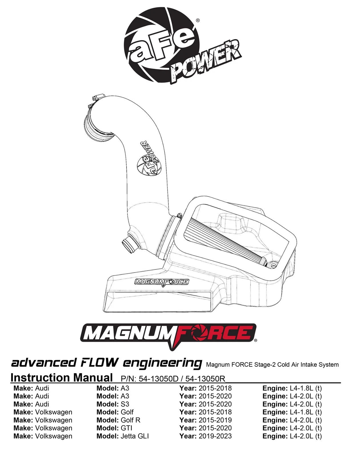 aFe Stage-2 Pro DRY S Cold Air Intake 2.0L | VW GTI (MKVII) 2015-2019 (54-13050D)