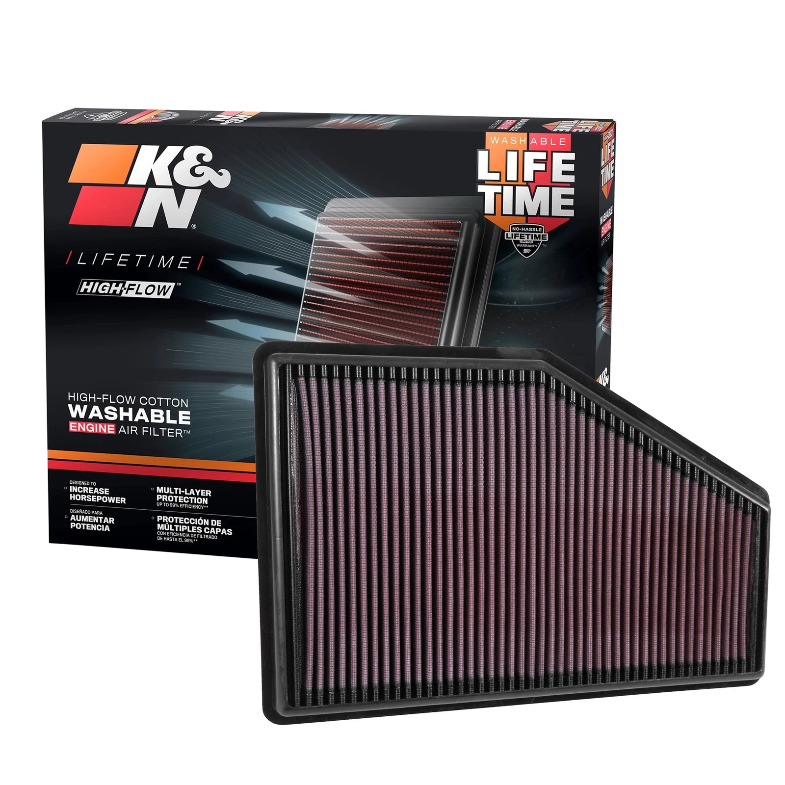 K&N 33-5049 High Flow Performance Air Filter for 2016-22 Malibu / 19-23 XT4 2.0L