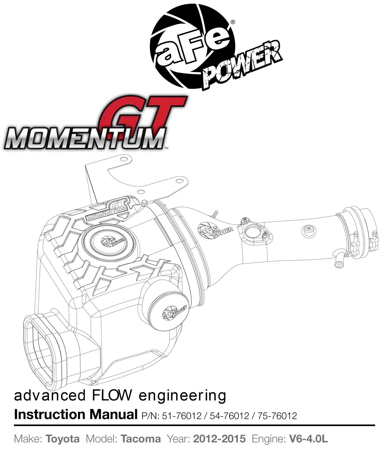 aFe Momentum GT Pro 5R Cold Air Intake | Toyota Tacoma V6 4.0L (12-15) (54-76012)