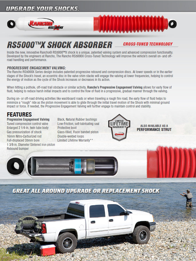 Rancho RS5000X Gas Shocks Set w/0" lift - 1983-2004 Chevrolet S10 4WD Mid Size