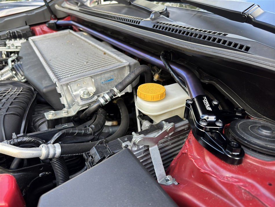 Torque Solution Front Strut Tower Brace Titanium Burnt Blue 2022-2025 WRX