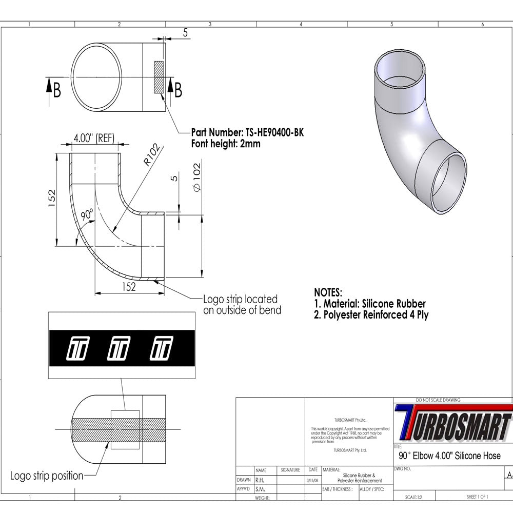 Turbosmart 90deg Elbow 4.00" (TS-HE90400)