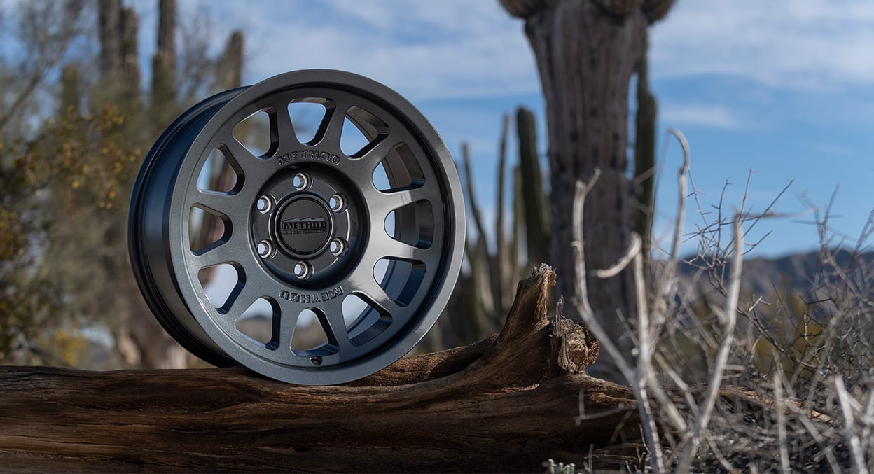 (set of 4) Method MR703 Gloss Titanium | 17x8.5" +0mm | 5x5in Wheel