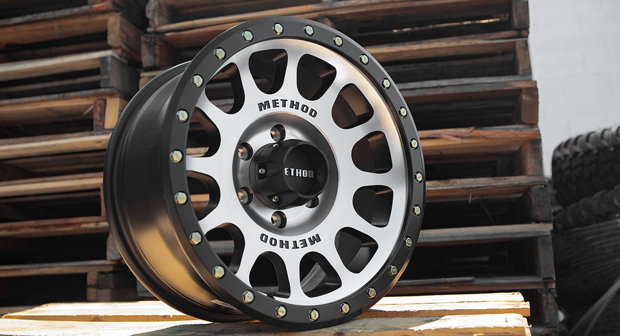 (set of 4) Method MR305 NV Machined - Matte Black Lip | 17x8.5" +0mm | 5x5.5in Wheel