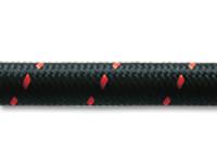 5ft Roll of Black Red Nylon Braided Flex Hose; AN Size: -12; Hose ID 0.68" by Vibrant Performance