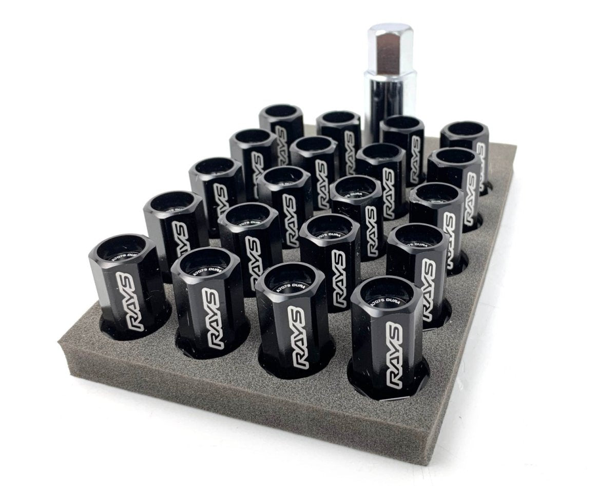 Rays L42 Dura-Nut Straight Type Lug Nuts Black - 12X1.25 (16+4 Locks)