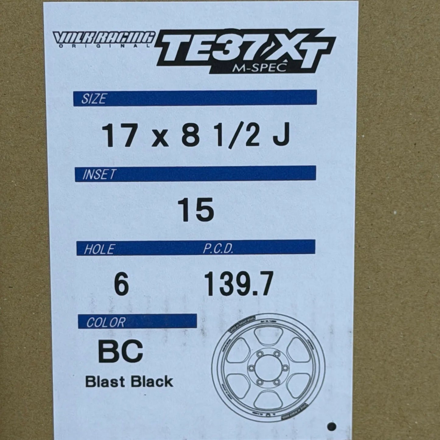 Volk Racing TE37XT M - Spec 17x8.5 +15 6x139.7 Blast Black (SET) - WheelFlip